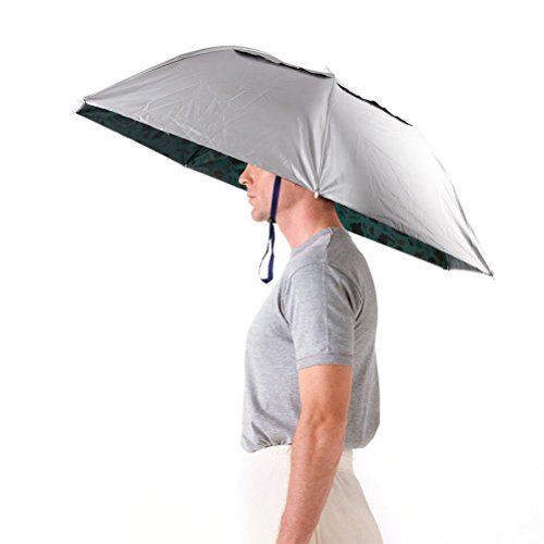 Aoneky Verstellbarer Faltbarer Regenschirmhut 91,4cm Durchmesser - Kopf Paraluie mit Händen frei zum Angeln, Gärtnern, Fotografieren (Advanced Silver) von Aoneky