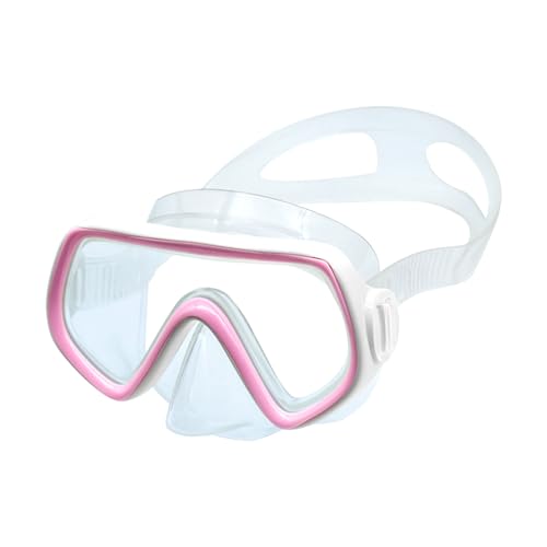 Aoreun Taucherbrille Kinder, 180°Panorama Tauchmaske mit Nasenabdeckung HD Anti Nebel Anti-Leck Verstellbares Silikonband Taucherbrille für Jungen Mädchen Jugendliche (Rosa weiß) von Aoreun