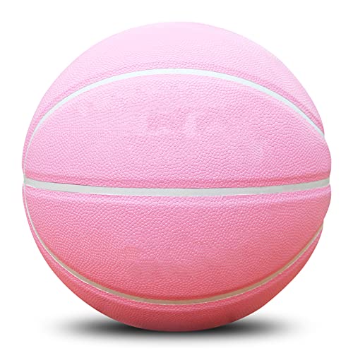 Sportartikel Basketball Ball Männer Frauen Kind, Professioneller Outdoor Indoor Basketball Offizielle Größe 7 und Größe 6 und Größe 5, hergestellt für Indoor Outdoor Basketballspiele (Größe 6, Rosa) von Aoun