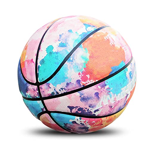 Sportartikel Basketballball für Erwachsene und Kinder, professioneller Outdoor-Basketball, offizielle Größe 7 und Größe 5, hergestellt für Indoor- und Outdoor-Basketballspiele (Größe 5, bunt rot) von Aoun