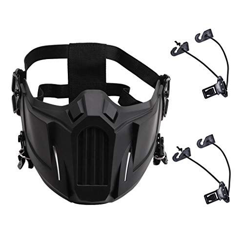 AOUTACC Airsoft Halbgesichtsmasken, kreative Halbgesichts-Schutzmasken, Outdoor-Spiel-Kostüm, Sportmasken für Erwachsene, Männer, Frauen, CS, Jagd, Paintball, Schießen (schwarz) von Aoutacc