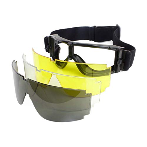 Aoutacc Tactical Airsoft Goggles, 3 Wechselobjektive Safety Staubdicht Windproof Goggles (klar, geräuchert, von Aoutacc