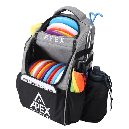 Apex Outdoors Discgolftasche, Discgolf-Rucksack mit 21+ Disc-Kapazität, langlebige und leichte Frisbee-Golftaschen mit mehreren Aufbewahrungstaschen von Apex Outdoors