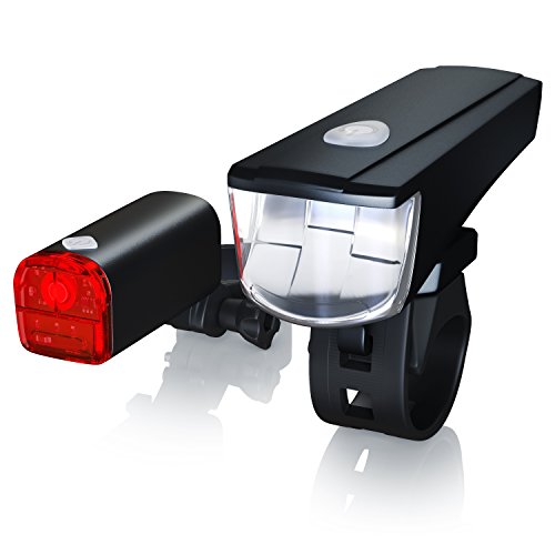 CSL - LED Fahrradlicht Set - StVZO zugelassen - Fahrradlampe Fahrradlicht Fahrradlampenset - Frontlicht und Rücklicht - batteriebetrieben - 30 Lux von aplic