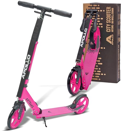 Apollo Artemis City Roller - Höhenverstellbarer Scooter für Kinder, Teens und Erwachsene, Tretroller mit großen Rädern, Cityroller, handlich, klappbarer Scooter für Kinder ab 6 Jahre von Apollo