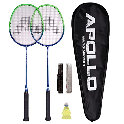 Apollo Badminton Set | Carbon Profi Badmintonschläger | Leichtgewicht Badminton Schläger | Federballschläger Set für Training, Sport und Unterhaltung mit Schlägertasche | Federball Set Kinder von Apollo