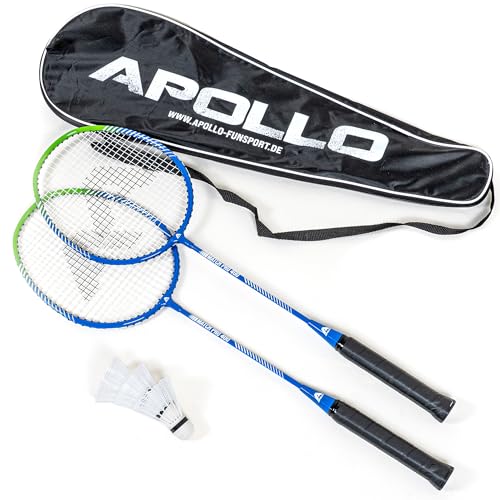Apollo Badminton Set Match Pro 400 - Badmintonschläger für Kinder und Erwachsene, besonders leichte Badminton Schläger mit Alu Rahmen, Federballschläger Set für Training, Sport und Spaß, mit Tasche von Apollo