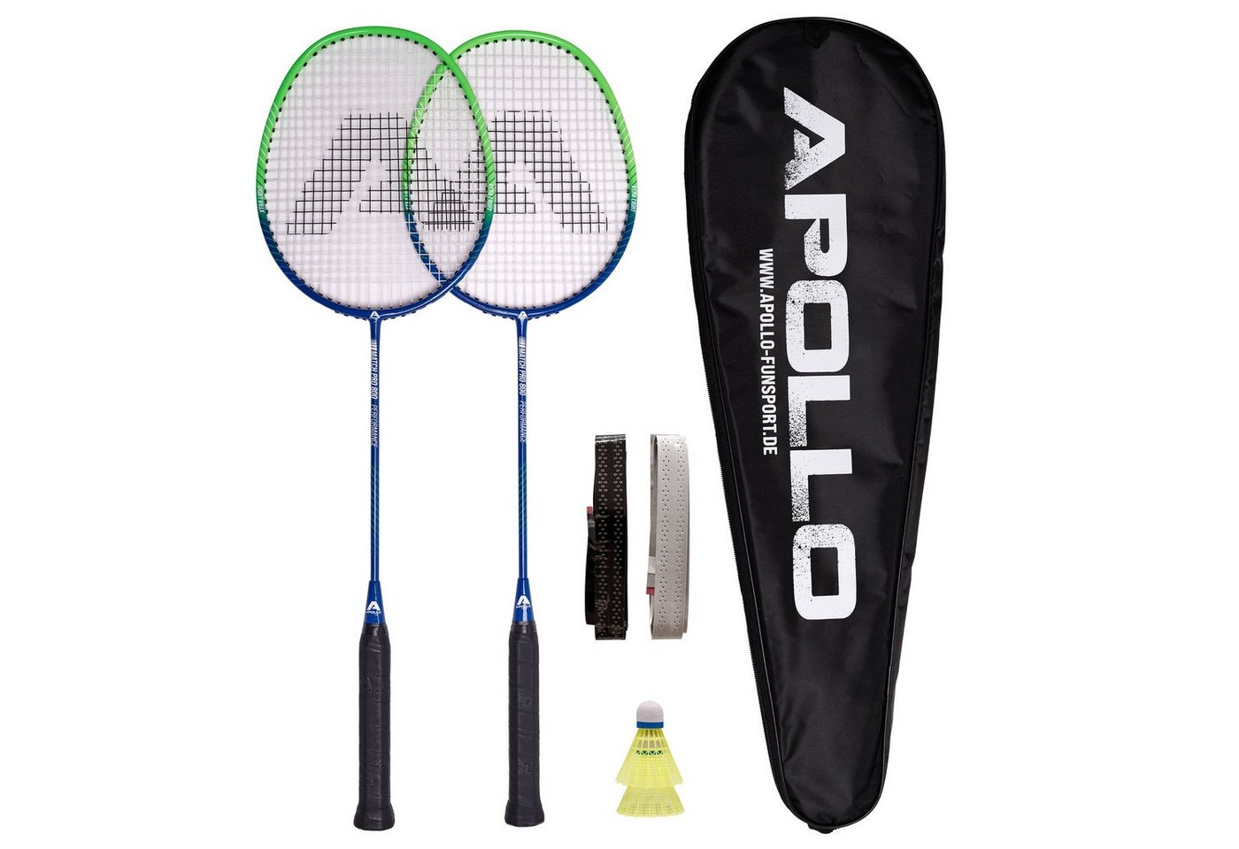 Apollo Badmintonschläger Badminton Set Badminton Match Pro 800, (Set, inkl. 2 Bällen und Tragetasche), inkl. 2 Bällen und Tragetasche von Apollo