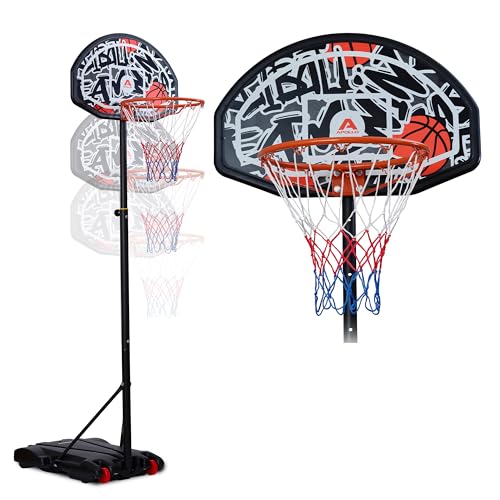 Apollo Basketballständer mit Rollen - höhenverstellbarer Korb - 155 bis 210 cm - Basketballkorb Outdoor komplett | Basketball Korb Kinder & Jugendliche von Apollo