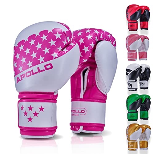 Apollo Boxhandschuhe Männer aus PU Leder | Thai Boxhandschuhe Damen und Herren | für Boxsack, Training, Sparring, Fitness, MMA Handschuhe | Kickbox Handschuhe | Boxing Gloves 12/14/16oz. von Apollo