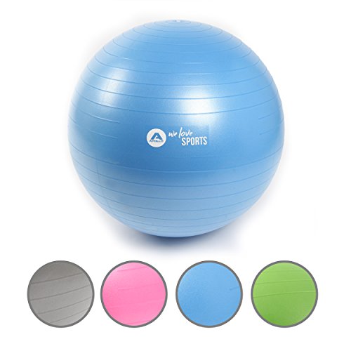 Apollo Gymnastikball 65cm | robuster Fitnessball und Sitzball Inkl. Pumpe | Rückenschonender Gymnastikball fürs Büro, Yoga | Ball fürs Workout - in 4 Farben von Apollo