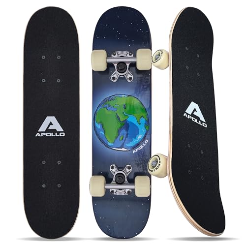 Apollo Kinder Skateboard, | kleines Komplett Board mit ABEC 3 Kugellagern und Aluminium Achsen | Coole Designs für Kinder | Cruiser Boards für Mädchen und Jungs | Kinder Skateboard ab 3 Jahre von Apollo