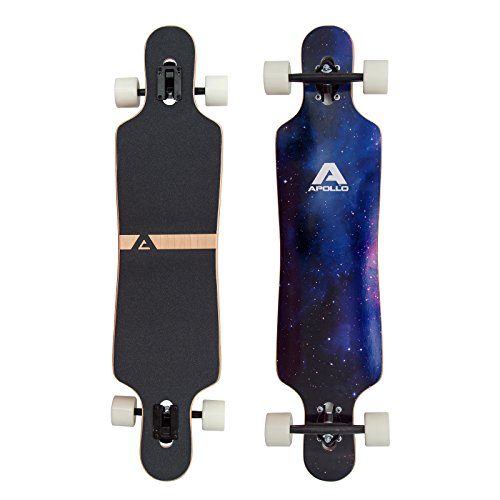 Apollo Longboard Nebula Special Edition Komplettboard mit High Speed ABEC Kugellagern inkl. Skate T-Tool, Drop Through Freeride Skaten Cruiser Boards von Apollo