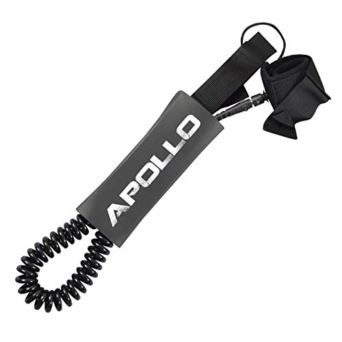 Apollo SUP Leash, Coiled Leash fürs Paddelboard, Halteleine zum Surfen, Stand-Up-Paddling Zubehör von Apollo