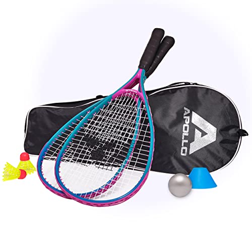Apollo Speed Badminton Set | Badminton Schläger in versch. Farben | Federball Set | Squash Schläger Set | Badminton Tasche und Badmintonschläger | Federball Schläger | Federball Set Kinder von Apollo