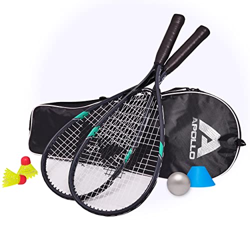 Apollo Speed Badminton Set | Schläger in versch. Farben | Federball | Squash Schläger | Tasche und Badmintonschläger | Schläger | Federball Set Kinder von Apollo