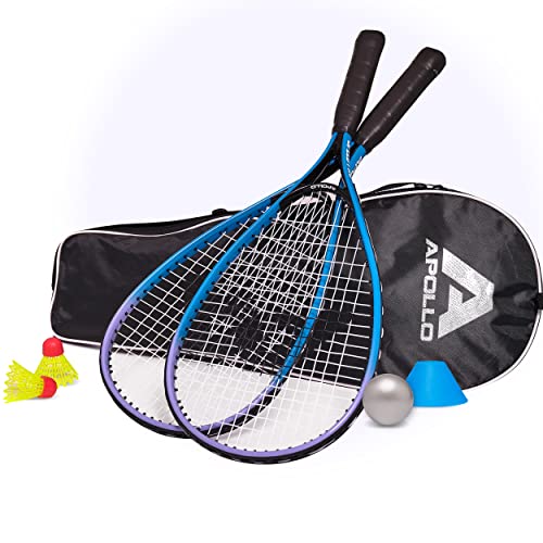 Apollo Speed Badminton Set | Schläger in versch. Farben | Squash Schläger Set | Tasche und Badmintonschläger | Federball Set Kinder von Apollo