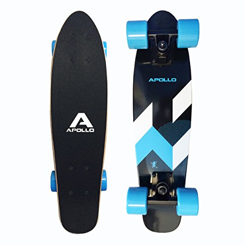 Apollo Wooden Fancy Skateboard, Vintage Cruiser Komplettboard mit und ohne LED Wheels, Größe: 22.5'' (57,15 cm), Farbe: Matei Mini von Apollo