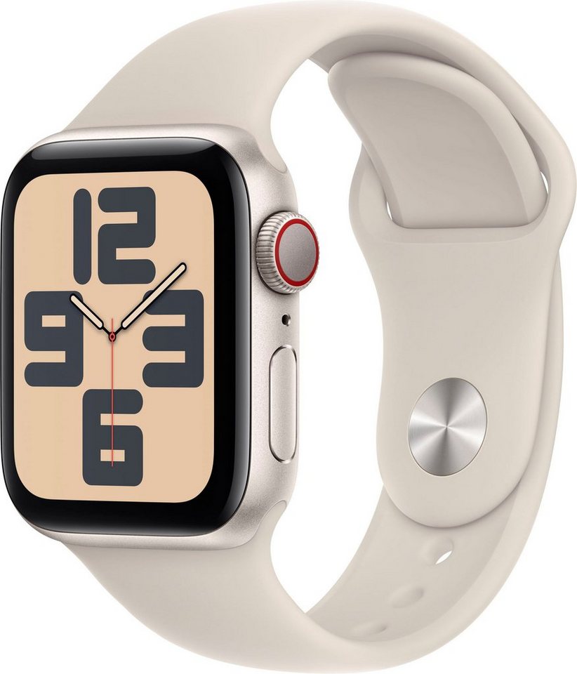 Apple Watch SE GPS 40 mm Aluminium + Cellular M/L Smartwatch (4 cm/1,57 Zoll, Watch OS 10), Sport Band von Apple