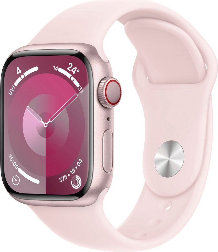 Apple Watch Series 9 GPS + Cellular 41mm Aluminium M/L Smartwatch (4,1 cm/1,61 Zoll, Watch OS 10), Sport Band von Apple
