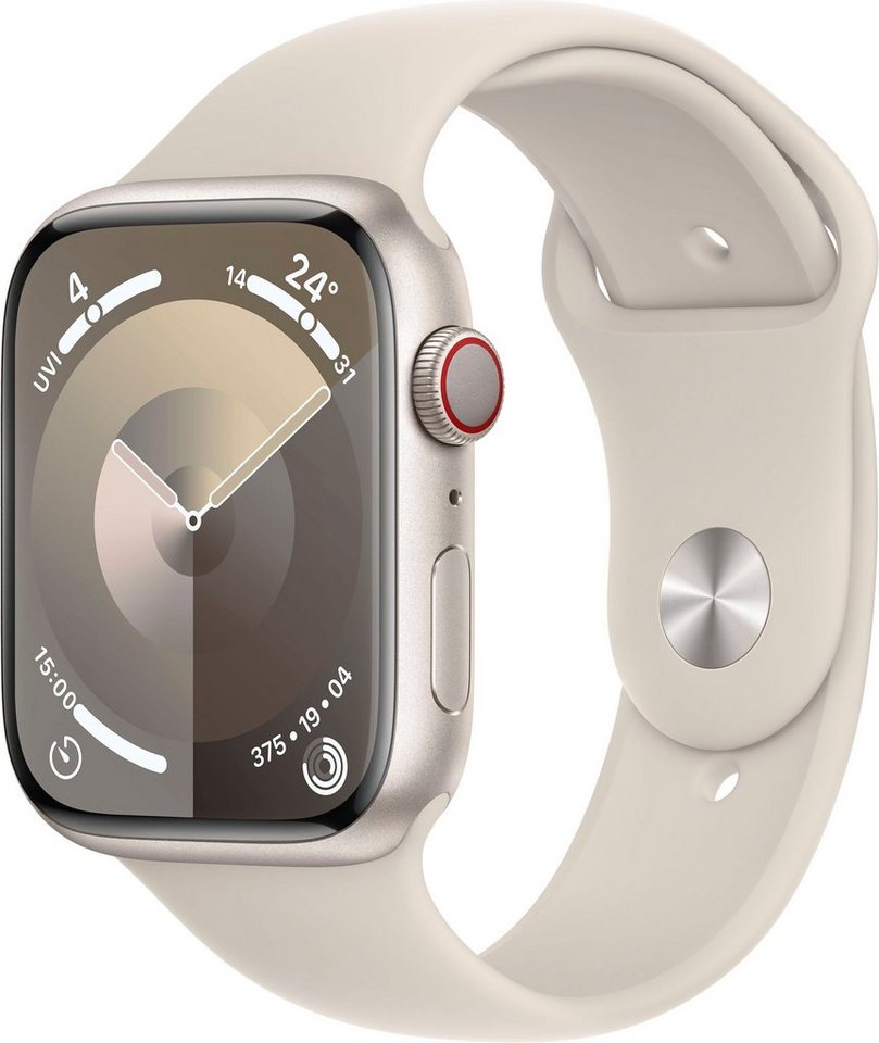 Apple Watch Series 9 GPS + Cellular 45mm Aluminium Smartwatch (4,1 cm/1,77 Zoll, Watch OS 10), Sport Band von Apple