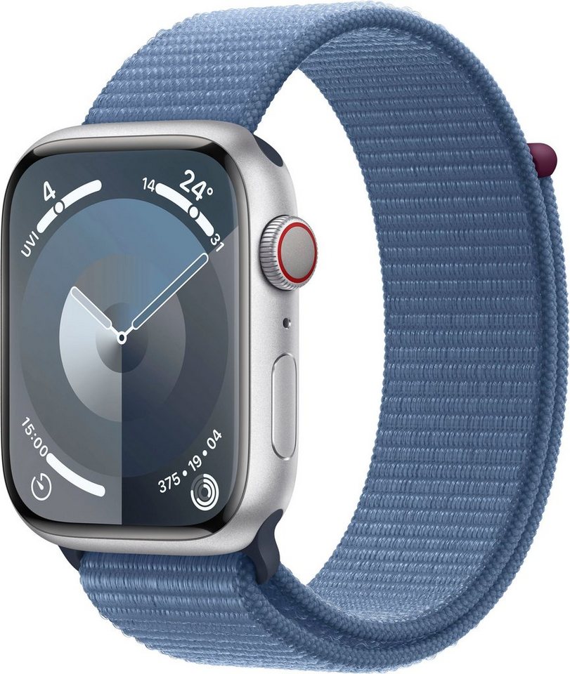 Apple Watch Series 9 GPS + Cellular 45mm Aluminium Smartwatch (4,5 cm/1,77 Zoll, Watch OS 10), Sport Loop von Apple
