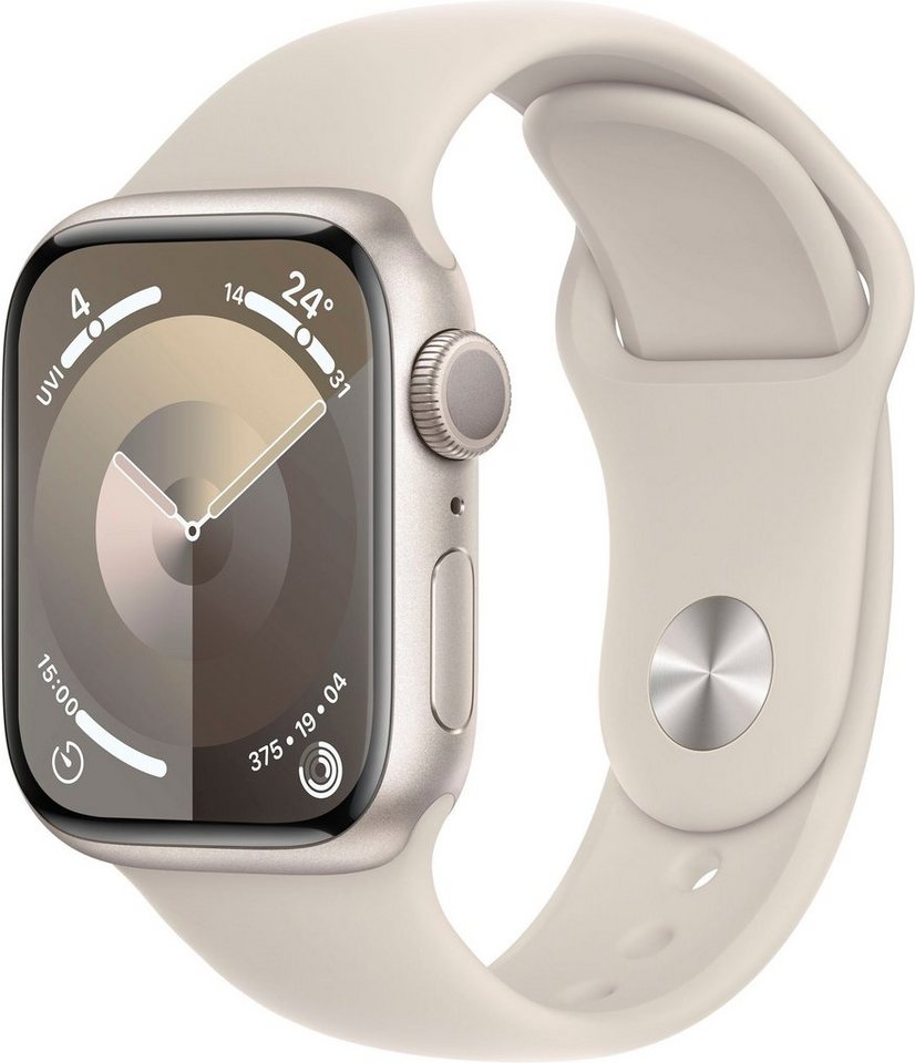 Apple Watch Series 9 GPS Aluminium 41mm M/L Smartwatch (4,1 cm/1,69 Zoll, Watch OS 10), Sport Band von Apple
