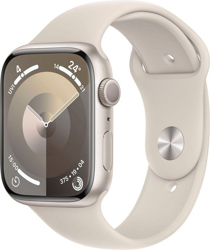 Apple Watch Series 9 GPS Aluminium 45mm M/L Smartwatch (4,5 cm/1,77 Zoll, Watch OS 10), Sport Band von Apple
