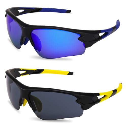 Apricitie 2 Stücke Polarisiert Fahrradbrille für Herren Damen Sport Sonnenbrille, Radfahrer Brille UV400 Schutz Sonnenbrille für Outdoorsport, Radfahren von Apricitie