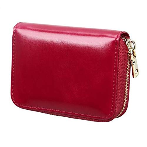 AprinCtempsD RFID Schutz Kreditkartenhülle Damen Klein Echtes Leder Kreditkartenetui Geldbörse Mini Portemonnaie mit Reißverschluss (Rot) von AprinCtempsD