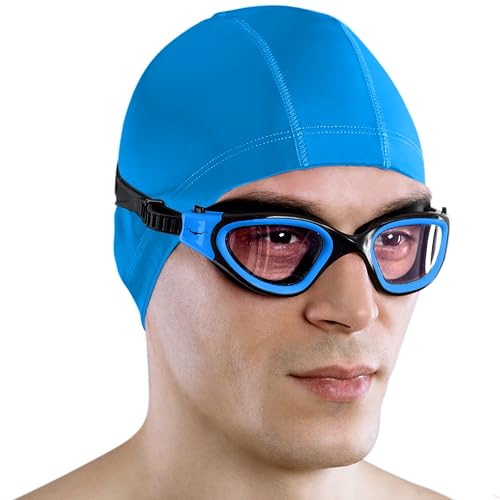 AqtivAqua Photokromatische Schwimmbrille Herren Damen Schwimmbrillen Erwachsene Kinder DX-H (Blaue, Fotochromatische) von AqtivAqua