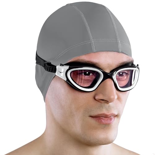 AqtivAqua Photokromatische Schwimmbrille Herren Damen Schwimmbrillen Erwachsene Kinder DX-H (Weiß, Fotochromatische) von AqtivAqua