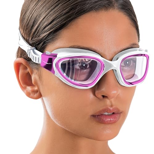 AqtivAqua Photokromatische Schwimmbrille Herren Damen Schwimmbrillen Erwachsene Kinder DX-H (Metallic Pink, Fotochromatische) von AqtivAqua