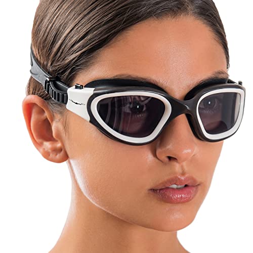 AqtivAqua Polarisiert Schwimmbrille Herren Damen Schwimmbrillen Erwachsene Kinder DX-P (Weiß, Polarisiert) von AqtivAqua