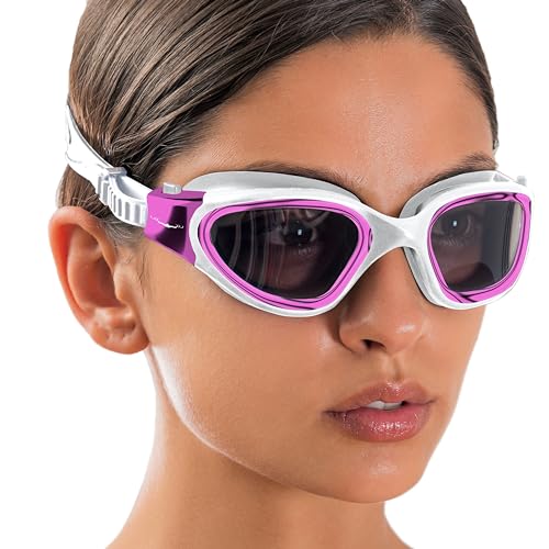 AqtivAqua Polarisiert Schwimmbrille Herren Damen Schwimmbrillen Erwachsene Kinder DX-P (Metallic Pink, Polarisiert) von AqtivAqua