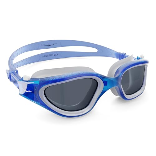 AqtivAqua Polarisiert Schwimmbrille Herren Damen Schwimmbrillen Erwachsene Kinder DX-P (Transparent Blau, Polarisiert) von AqtivAqua