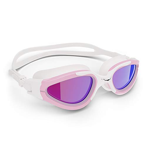 AqtivAqua Polarisierte Schwimmbrille Herren Damen Schwimmbrillen Erwachsene Kinder PDX (Rosa Brille + Silbernes Etui) von AqtivAqua