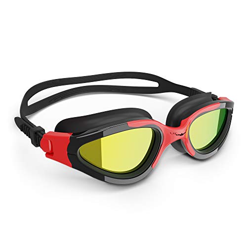 AqtivAqua Polarisierte Schwimmbrille Herren Damen Schwimmbrillen Erwachsene Kinder PDX (Rot Brille + Rot Etui) von AqtivAqua