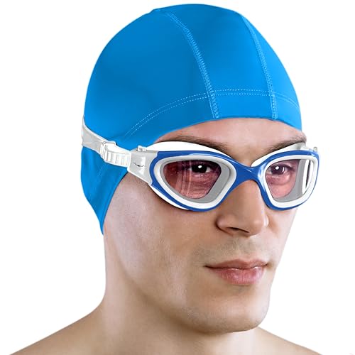 AqtivAqua Schwimmbrille Herren Damen Schwimmbrillen Erwachsene Kinder DX-C (Blau weiß, Klare) von AqtivAqua