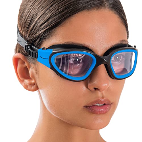 AqtivAqua Schwimmbrille Herren Damen Schwimmbrillen Erwachsene Kinder DX-C (Blaue, Klare) von AqtivAqua