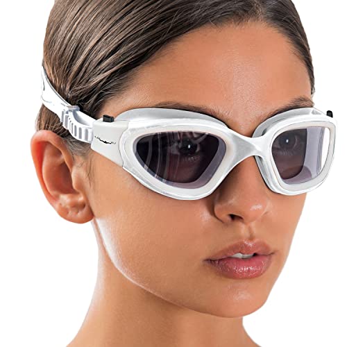 AqtivAqua Schwimmbrille Herren Damen Schwimmbrillen Erwachsene Kinder DX-S (Weiß weiß, Getönte) von AqtivAqua