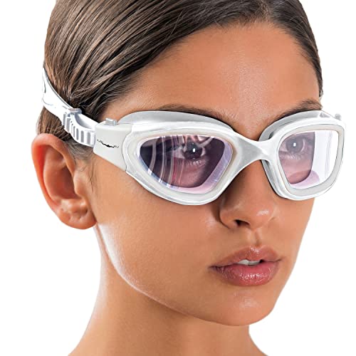 AqtivAqua Schwimmbrille Herren Damen Schwimmbrillen Erwachsene Kinder DX-C (Weiß weiß, Klare) von AqtivAqua