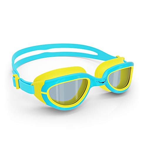 AqtivAqua Schwimmbrille Kinder JR Kinderschwimmbrille Schwimmbrillen für Kinder 3 4 6 8 10 Jahre (Hellblau/Gelb) von AqtivAqua