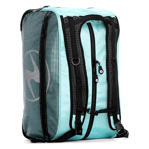 AQUALUNG Explorer Duffpack - Vielseitige Tauchertasche mit verstellbaren Trägern, Netz-Trockenfach, Fins-Befestigungen, kompakt und langlebig, gut für Ihre Tauchreisen, Hellblau von Aqualung