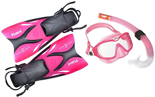 Schwimmflossen Schnorchel Set für Kinder Aqualung - bestehend aus Flossen Schnorchel Tauchmaske (Exclusiv pink transparent, 27-32) von Aqua Lung