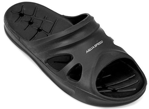 Aqua Speed® Florida Herren Badelatschen Größe 41-45, Farbe:Black;Größe:42 von Aqua Speed