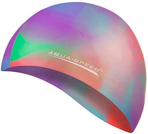 Aqua Speed BUNT Badehaube + Kleines Mikrofaserhandtuch | Damen & Herren | Bademütze für Kinder wasserdicht | Badekappe | elastische Schwimmhaube | Swimming Hat Cap Waterproof | 08. Bunt / 51 von Aqua Speed