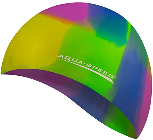 Aqua Speed Badekappe Herren | Silikon | Bademütze | Badehaube | Mehrfarbig + Aufbewahrungstasche Bunt / 73 von Aqua Speed