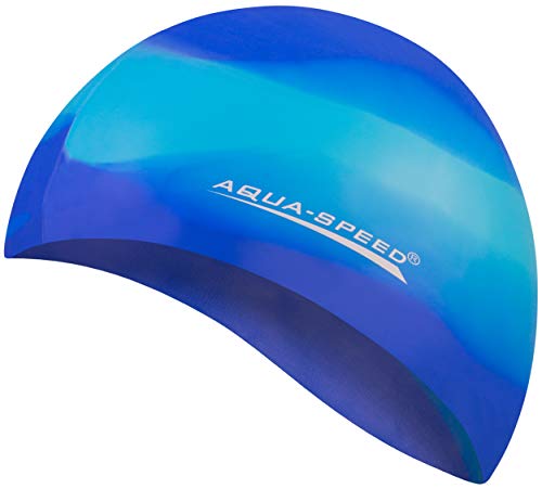 Aqua Speed BUNT Badekappe + Kleines Mikrofaserhandtuch | Damen & Herren | Schwimmmütze Bademütze elastisch | Silikon Badehaube Sport | Schwimmhaube Triathlon | Schwimmen Kappe | 62. Bunt / 83 von Aqua Speed
