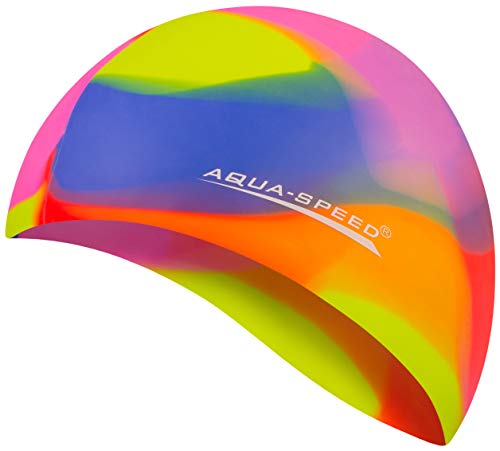 Aqua Speed Badekappe Herren | Silikon | Bademütze | Badehaube | Mehrfarbig + Aufbewahrungstasche Bunt / 75 von Aqua Speed